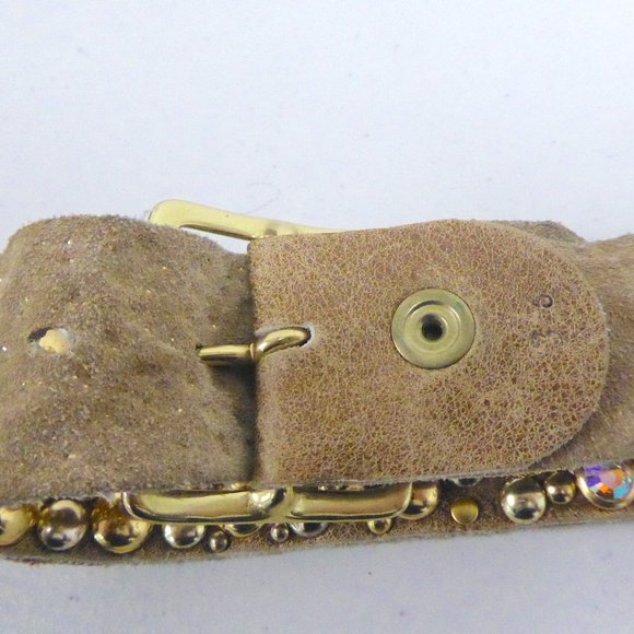 VINTAGE LEATHER BELT swarovski crystal 36 completely studded main image 4